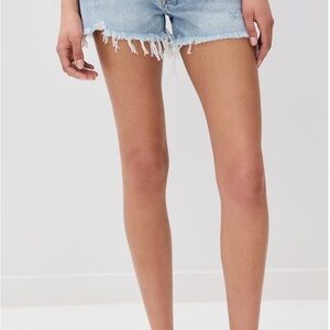 Agolde Blue Jean Shorts Distressed High-Waisted